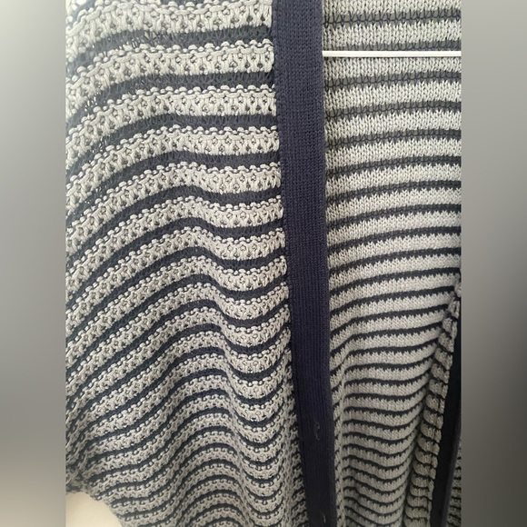 Sandwich Button Up Oversized Sweater, Navy Blue and Grey, Size Large - Picture 4 of 4